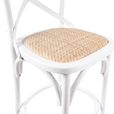 NNEDSZ Aster Crossback Bar Stools Dining Chair Solid Birch Timber Rattan Seat - White