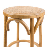 NNEDSZ Aster 4pc Round Bar Stools Dining Stool Chair Solid Birch Wood Rattan Seat Oak