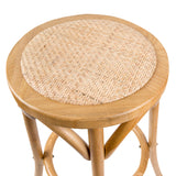 NNEDSZ Aster Round Bar Stools Dining Stool Chair Solid Birch Timber Rattan Seat - Oak