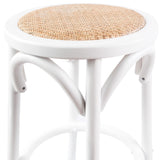NNEDSZ Aster 2pc Round Bar Stools Dining Stool Chair Solid Birch Wood Rattan Seat White