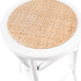 NNEDSZ Aster 2pc Round Bar Stools Dining Stool Chair Solid Birch Wood Rattan Seat White