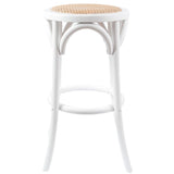 NNEDSZ Aster Round Bar Stools Dining Stool Chair Solid Birch Timber Rattan Seat White