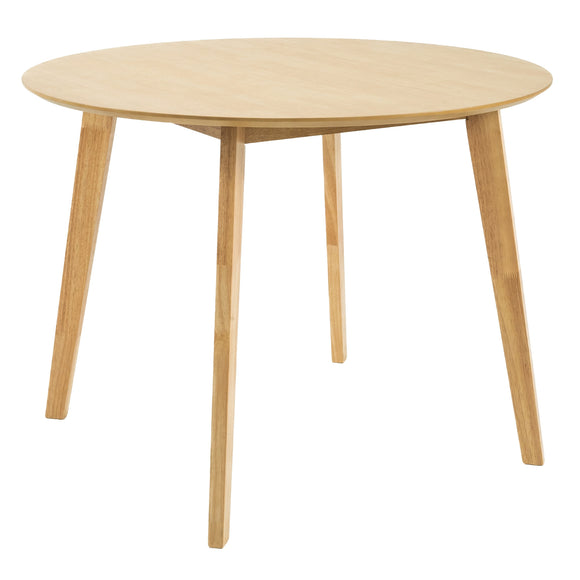 NNEDSZ 100cm Round Dining Table Scandinavian Style Solid Rubberwood Natural
