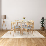 NNEDSZ 100cm Round Dining Table Scandinavian Style Solid Rubberwood Natural