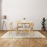NNEDSZ 100cm Round Dining Table Scandinavian Style Solid Rubberwood Natural