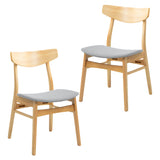 NNEDSZ Cusco 2pc Set Dining Chair Fabric Seat Scandinavian Style Solid Rubberwood