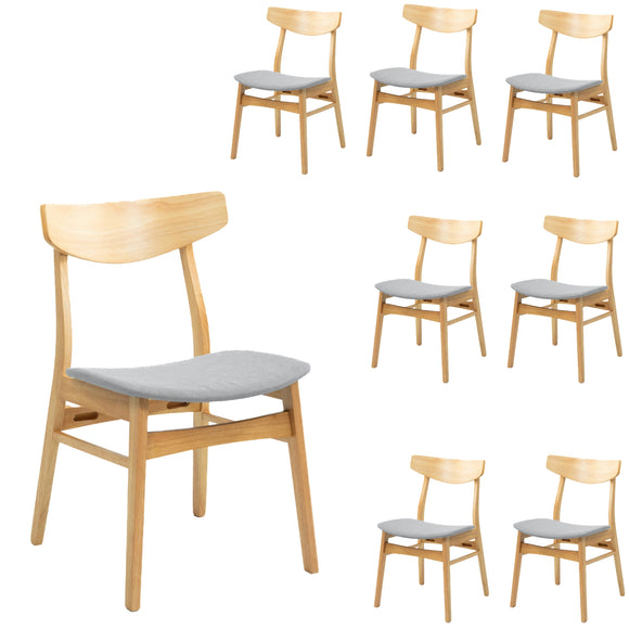 NNEDSZ 8pc Set Dining Chair Fabric Seat Scandinavian Style Solid Rubberwood