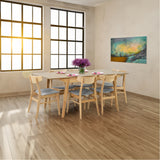NNEDSZ 8pc Set Dining Chair Fabric Seat Scandinavian Style Solid Rubberwood
