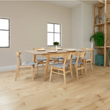 NNEDSZ 8pc Set Dining Chair Fabric Seat Scandinavian Style Solid Rubberwood