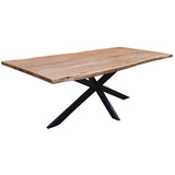 NNEDSZ Lantana 9pc 240cm Dining Table 8 Black Wishbone Chair Set Live Edge Acacia Wood