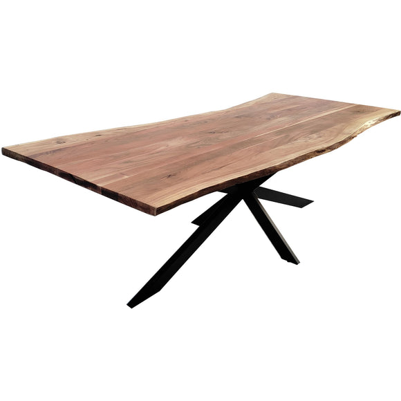 NNEDSZ Lantana Dining Table 240cm Live Edge Solid Acacia Timber Wood Metal Leg -Natural