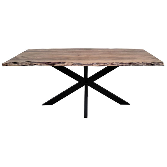 NNEDSZ Lantana Dining Table 180cm Live Edge Solid Acacia Timber Wood Metal Leg -Natural