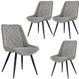 NNEDSZ Helenium Dining Chair Set of 4 Fabric Seat with Metal Frame - Granite