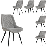 NNEDSZ Helenium Dining Chair Set of 6 Fabric Seat with Metal Frame - Granite