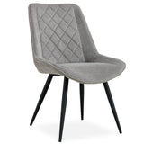 NNEDSZ Helenium Dining Chair Set of 6 Fabric Seat with Metal Frame - Granite