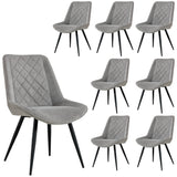 NNEDSZ Helenium Dining Chair Set of 8 Fabric Seat with Metal Frame - Granite