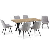 NNEDSZ Helenium Dining Chair Set of 8 Fabric Seat with Metal Frame - Granite