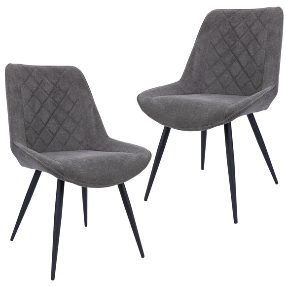NNEDSZ Helenium Dining Chair Set of 2 Fabric Seat with Metal Frame - Graphite