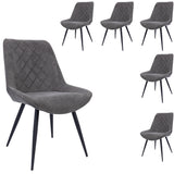 NNEDSZ Helenium Dining Chair Set of 6 Fabric Seat with Metal Frame - Graphite