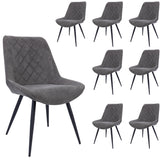 NNEDSZ Helenium Dining Chair Set of 8 Fabric Seat with Metal Frame - Graphite