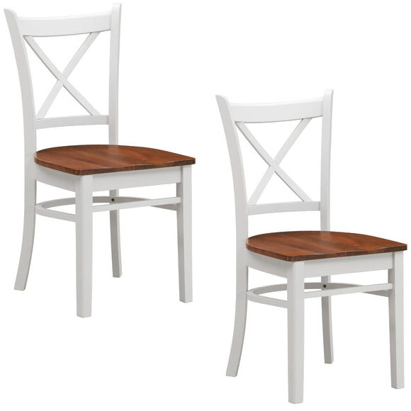 NNEDSZ Lupin Dining Chair Set of 2 Crossback Solid Rubber Wood Furniture - White Oak