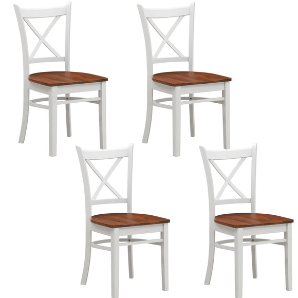 NNEDSZ Lupin Dining Chair Set of 4 Crossback Solid Rubber Wood Furniture - White Oak