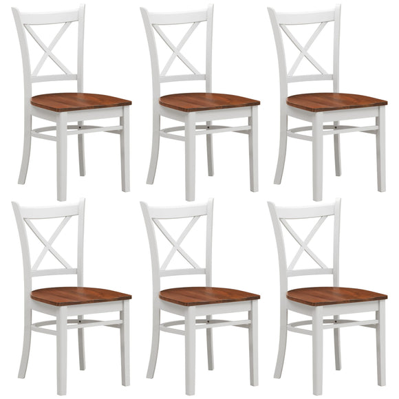 NNEDSZ Lupin Dining Chair Set of 6 Crossback Solid Rubber Wood Furniture - White Oak