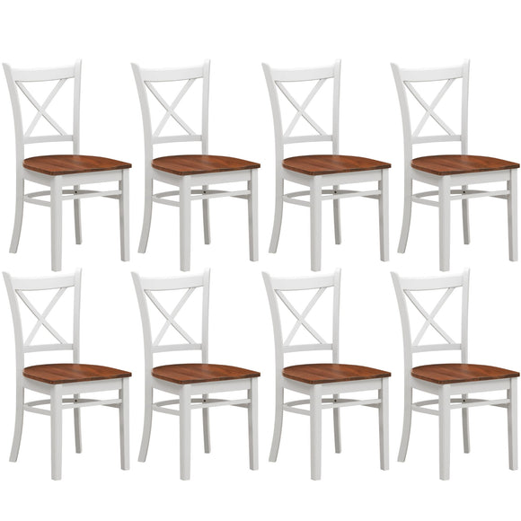 NNEDSZ Lupin Dining Chair Set of 8 Crossback Solid Rubber Wood Furniture - White Oak