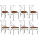 NNEDSZ Lupin Dining Chair Set of 8 Crossback Solid Rubber Wood Furniture - White Oak