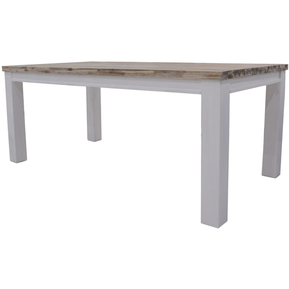 NNEDSZ Plumeria Dining Table 225cm Solid Acacia Wood Home Dinner Furniture -White Brush