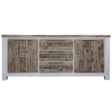 NNEDSZ Plumeria Buffet Table 200cm 2 Door 3 Drawer Solid Acacia Timber - White Brush