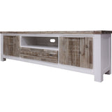 NNEDSZ Plumeria ETU Entertainment TV Unit 210cm 2 Door Solid Acacia Timber -White Brush