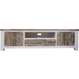 NNEDSZ Plumeria ETU Entertainment TV Unit 210cm 2 Door Solid Acacia Timber -White Brush