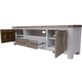 NNEDSZ Plumeria ETU Entertainment TV Unit 210cm 2 Door Solid Acacia Timber -White Brush