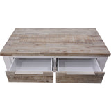 NNEDSZ Plumeria Coffee Table 130cm 2 Drawer Solid Acacia Timber Wood - White Brush