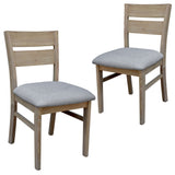 NNEDSZ Tyler 2pc Set Dining Chair Fabric Seat Solid Acacia Timber Wood Brushed Smoke