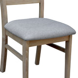 NNEDSZ Tyler 2pc Set Dining Chair Fabric Seat Solid Acacia Timber Wood Brushed Smoke