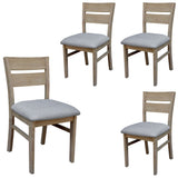 NNEDSZ Tyler 4pc Set Dining Chair Fabric Seat Solid Acacia Timber Wood Brushed Smoke