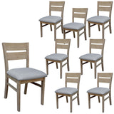 NNEDSZ Tyler 8pc Set Dining Chair Fabric Seat Solid Acacia Timber Wood Brushed Smoke
