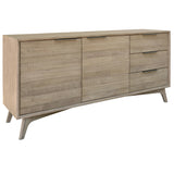 NNEDSZ Tyler 166cm Buffet Table 2 Door 3 Drawer Solid Acacia Timber Brushed Smoke