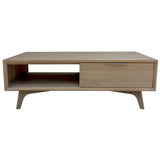 NNEDSZ Tyler 130cm Coffee Table 2 Drawer Solid Acacia Timber Brushed Smoke