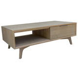 NNEDSZ Tyler 130cm Coffee Table 2 Drawer Solid Acacia Timber Brushed Smoke