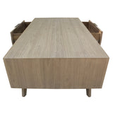 NNEDSZ Tyler 130cm Coffee Table 2 Drawer Solid Acacia Timber Brushed Smoke