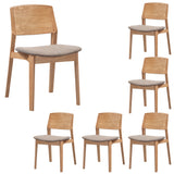 NNEDSZ Emilio 6pc Set Dining Chair Fabric Seat Scandinavian Style Solid Ash Wood Oak