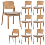 NNEDSZ Emilio 8pc Set Dining Chair Fabric Seat Scandinavian Style Solid Ash Wood Oak