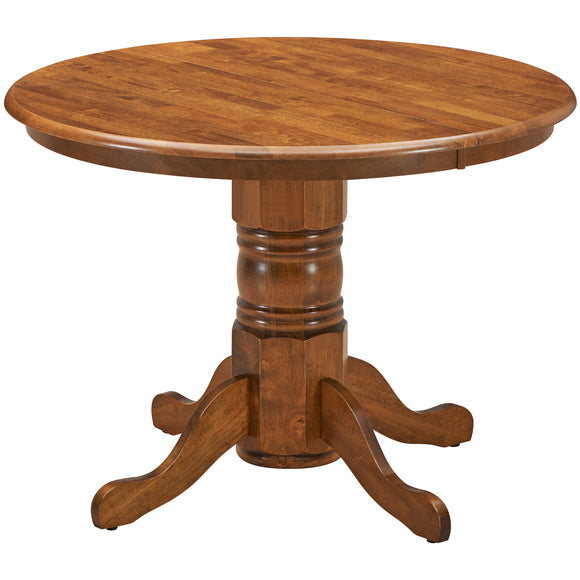 NNEDSZ Linaria Round Dining Table 106cm Pedestral Stand Solid Rubber Wood - Walnut