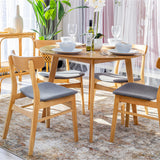 NNEDSZ Oscar 5pc Dining Set 100cm Round Table 4 Chair Fabric Seat Scandinavian Style