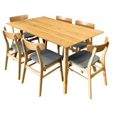 NNEDSZ Oscar 7pc Dining Set 150cm Table 6 Chair Fabric Seat Scandinavian Style