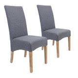 NNEDSZ Jackson Dining Chair Set of 2 Fabric Seat Solid Pine Wood Furniture - Grey