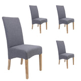 NNEDSZ Jackson Dining Chair Set of 4 Fabric Seat Solid Pine Wood Furniture - Grey
